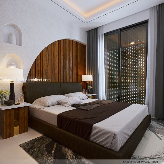 Desain Kamar Tidur Rumah Modern Minimalis 2 Lantai Ibu I di Klaten, Jawa Tengah