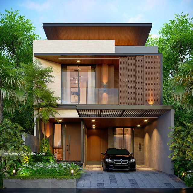 Desain Tampak Depan 4 Rumah Modern Minimalis 2 Lantai Ibu I di Klaten, Jawa Tengah