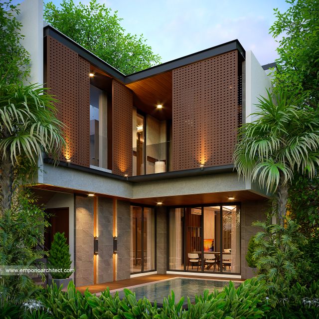 Desain Tampak Belakang Rumah Modern Minimalis 2 Lantai Ibu I di Klaten, Jawa Tengah