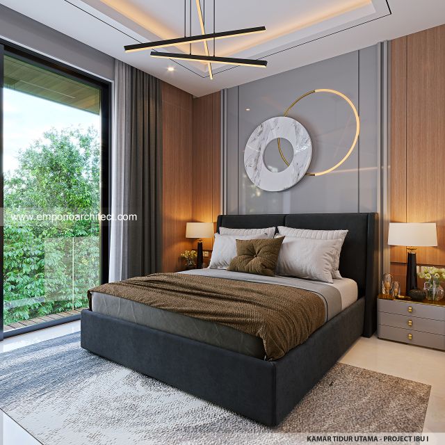 Desain Kamar Tidur Utama Rumah Modern Minimalis 2 Lantai Ibu I di Klaten, Jawa Tengah