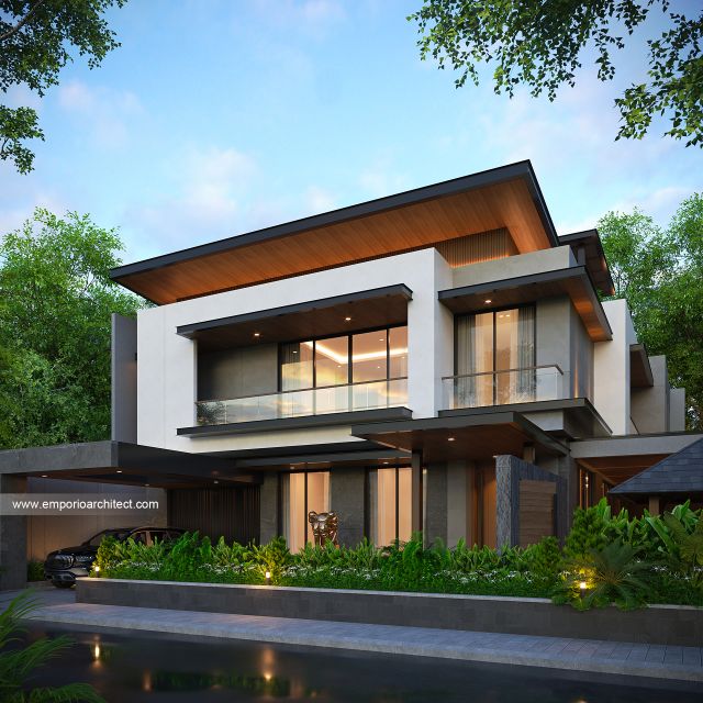 Desain Tampak Depan 2 Rumah Modern Minimalis 3 Lantai Bapak R di Gading Serpong, Tangerang