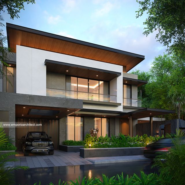 Desain Tampak Depan 3 Rumah Modern Minimalis 3 Lantai Bapak R di Gading Serpong, Tangerang