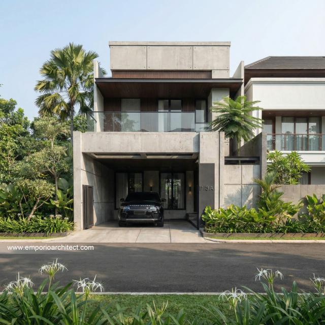 Desain Tampak Depan 3 Rumah Modern Minimalis 3 Lantai Ibu NVT di Jakarta Utara