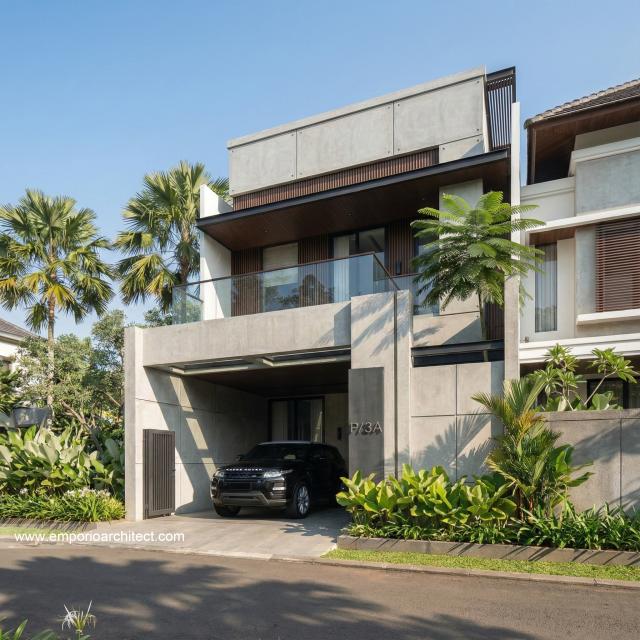 Desain Tampak Depan 2 Rumah Modern Minimalis 3 Lantai Ibu NVT di Jakarta Utara