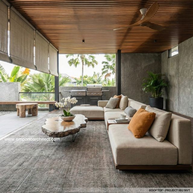 Desain Rooftop Rumah Modern Minimalis 3 Lantai Ibu NVT di Jakarta Utara