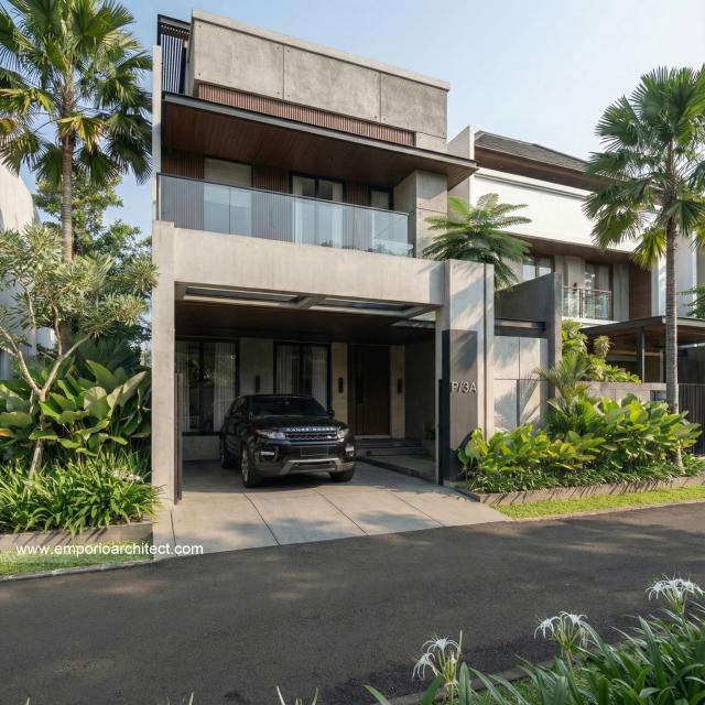 Desain Tampak Depan 4 Rumah Modern Minimalis 3 Lantai Ibu NVT di Jakarta Utara
