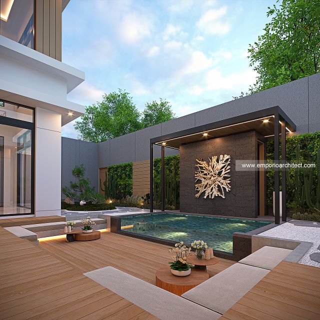 Desain Tampak Detail Belakang 2 Rumah Modern Minimalis 3 Lantai Bapak PNN di Samarinda