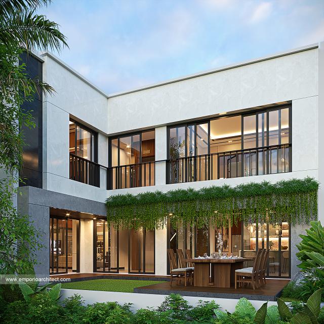 Desain Tampak Belakang Rumah Modern Minimalis 3 Lantai Bapak ER di Bogor