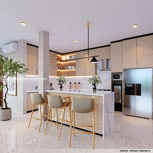 Desain Dapur Kantor dan Rumah Modern Minimalis 4 Lantai Bapak JY di Cengkareng, Jakarta Barat