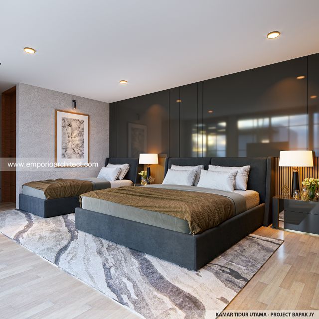 Desain Kamar Tidur Utama Kantor dan Rumah Modern Minimalis 4 Lantai Bapak JY di Cengkareng, Jakarta Barat