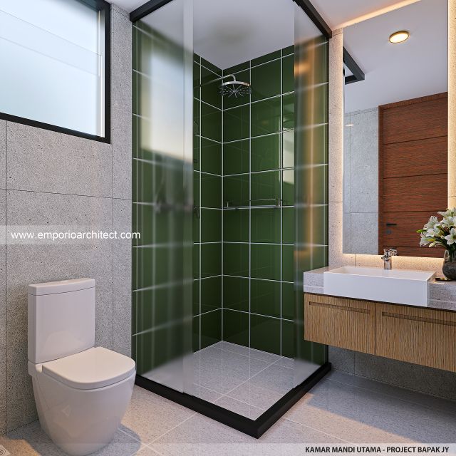 Desain Kamar Mandi Utama Kantor dan Rumah Modern Minimalis 4 Lantai Bapak JY di Cengkareng, Jakarta Barat