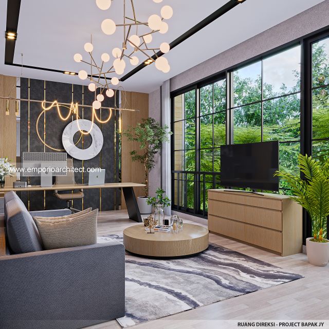 Desain Ruang Direksi Kantor dan Rumah Modern Minimalis 4 Lantai Bapak JY di Cengkareng, Jakarta Barat