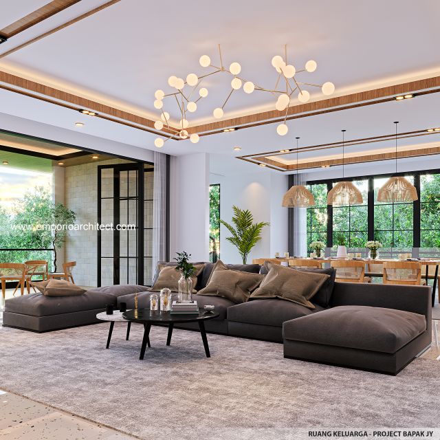 Desain Ruang Keluarga Kantor dan Rumah Modern Minimalis 4 Lantai Bapak JY di Cengkareng, Jakarta Barat