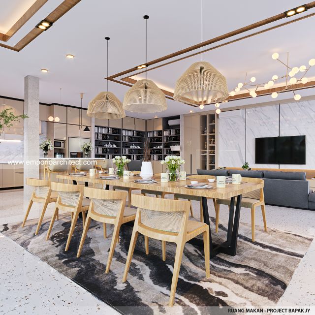 Desain Ruang Makan Kantor dan Rumah Modern Minimalis 4 Lantai Bapak JY di Cengkareng, Jakarta Barat