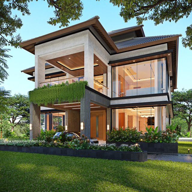 Desain Tampak Depan Rumah Modern Villa Bali 2 Lantai Mr. I di Tabanan, Bali Desain Tampak Depan Rumah Modern Villa Bali 2 Lantai Mr. I di Tabanan, Bali