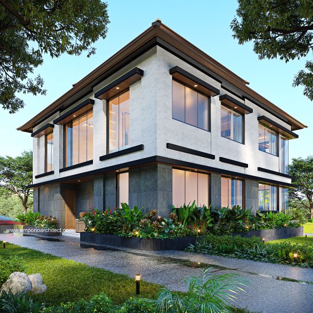Desain Tampak Belakang Rumah Modern Villa Bali 2 Lantai Mr. I di Tabanan, Bali Desain Tampak Belakang Rumah Modern Villa Bali 2 Lantai Mr. I di Tabanan, Bali