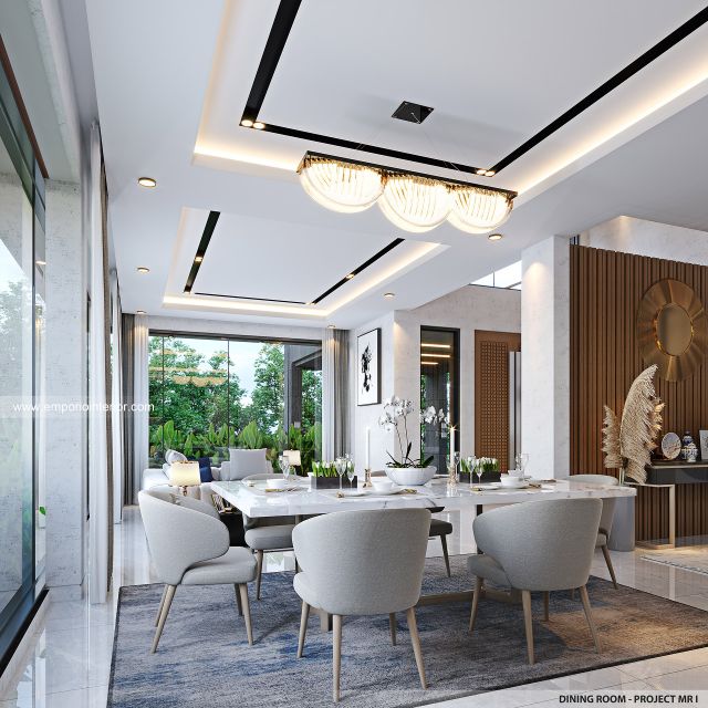 Desain Ruang Makan Rumah Modern Villa Bali 2 Lantai Mr. I di Tabanan, Bali Desain Ruang Makan Rumah Modern Villa Bali 2 Lantai Mr. I di Tabanan, Bali