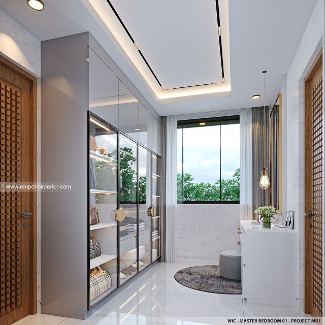 Desain WIC Kamar Tidur Utama 1 Rumah Modern Villa Bali 2 Lantai Mr. I di Tabanan, Bali Desain WIC Kamar Tidur Utama 1 Rumah Modern Villa Bali 2 Lantai Mr. I di Tabanan, Bali