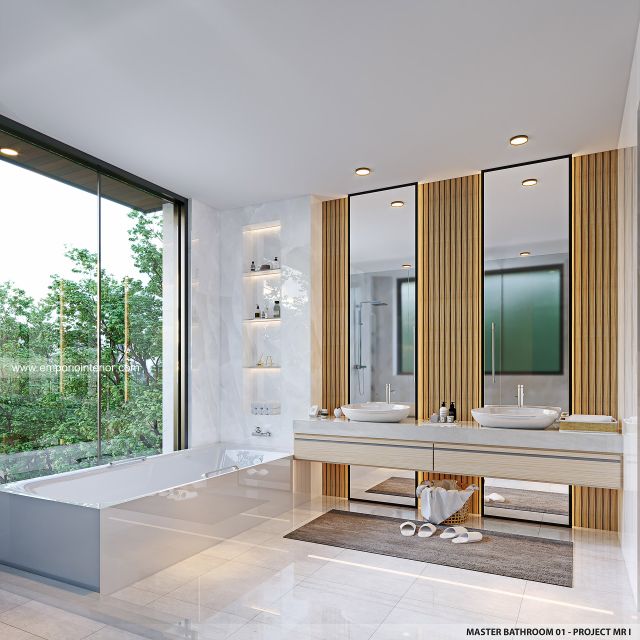Desain Kamar Mandi Utama 1 Rumah Modern Villa Bali 2 Lantai Mr. I di Tabanan, Bali Desain Kamar Mandi Utama 1 Rumah Modern Villa Bali 2 Lantai Mr. I di Tabanan, Bali
