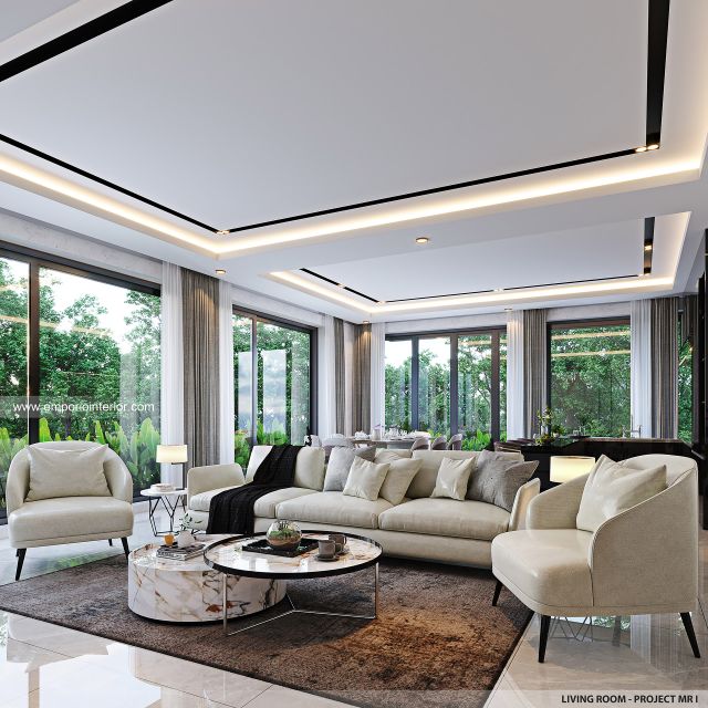 Desain Ruang Keluarga Rumah Modern Villa Bali 2 Lantai Mr. I di Tabanan, Bali Desain Ruang Keluarga Rumah Modern Villa Bali 2 Lantai Mr. I di Tabanan, Bali