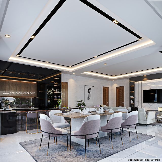 Desain Ruang Makan Rumah Modern Villa Bali 2 Lantai Mr. I di Tabanan, Bali Desain Ruang Makan Rumah Modern Villa Bali 2 Lantai Mr. I di Tabanan, Bali