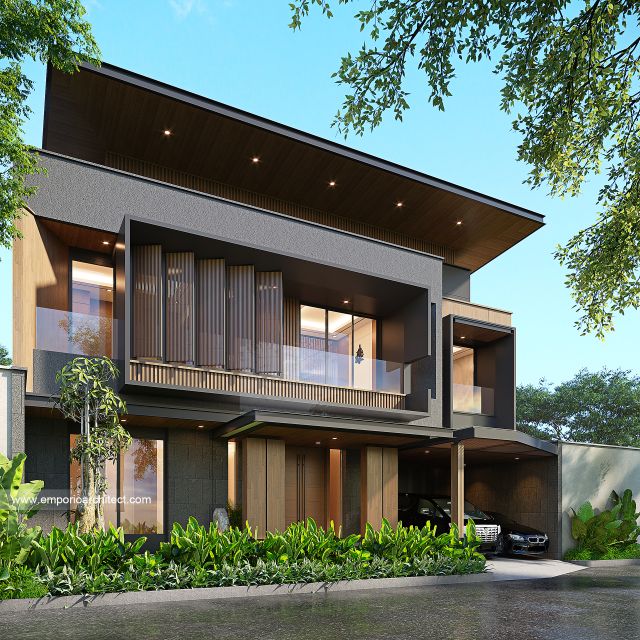 Desain Tampak Depan 3 Rumah Modern 2 Lantai Ibu ETR di Bintaro, Jakarta Selatan