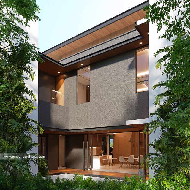 Desain Tampak Belakang Rumah Modern 2 Lantai Ibu ETR di Bintaro, Jakarta Selatan