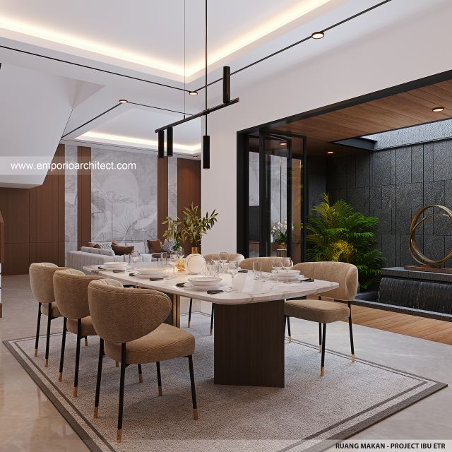 Desain Ruang Makan Rumah Modern 2 Lantai Ibu ETR di Bintaro, Jakarta Selatan
