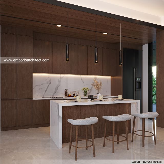 Desain Dapur Rumah Modern 2 Lantai Ibu ETR di Bintaro, Jakarta Selatan