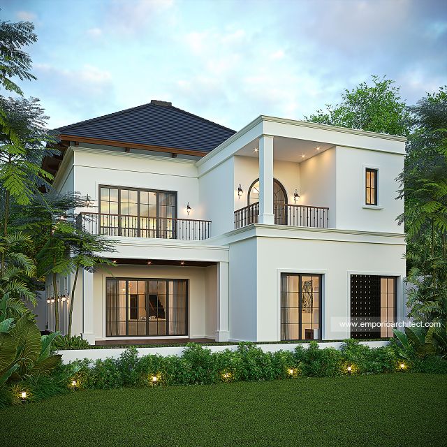 Desain Tampak Belakang Rumah Spanish Classic 2 Lantai Bapak Anis di Solo, Jawa Tengah