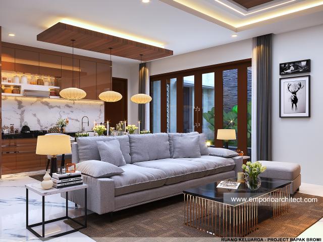 Desain Ruang Keluarga Rumah Villa Bali 1 Lantai Bapak BRM di Pekanbaru, Riau