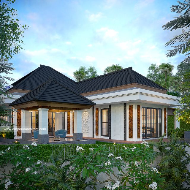 Desain Tampak Belakang Rumah Villa Bali 1 Lantai Ibu DN di Toraja, Sulawesi Selatan