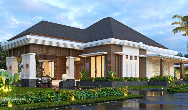 Desain Rumah Villa Bali 1 Lantai Bapak AD di Pontianak - Tampak Depan