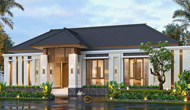 Desain Tampak Samping Rumah Villa Bali 1 Lantai Ibu Fenny di Jakarta