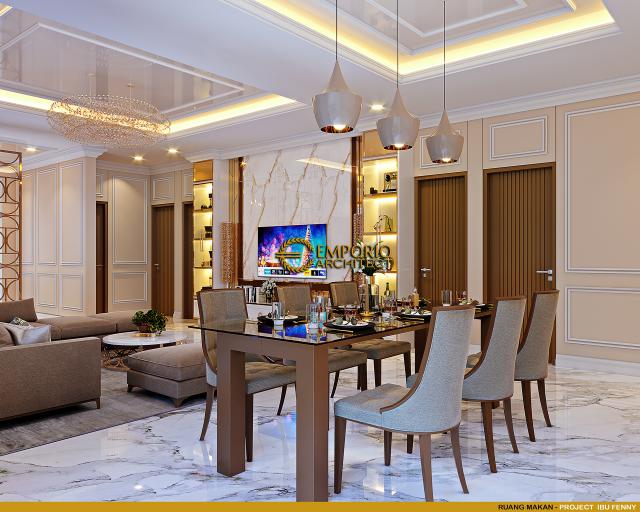 Desain Ruang Makan Rumah Villa Bali 1 Lantai Ibu Fenny di Jakarta