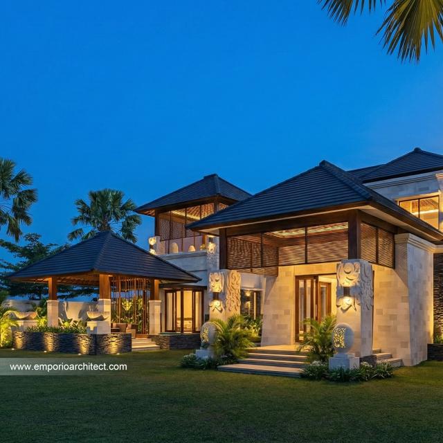Desain Tampak Belakang 2 Rumah Villa Bali 2 Lantai Bapak BKT di Yogyakarta