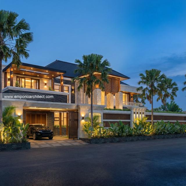 Desain Tampak Depan 3 Rumah Villa Bali 2 Lantai Bapak BKT di Yogyakarta