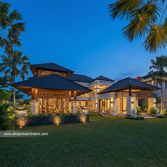 Desain Tampak Belakang Rumah Villa Bali 2 Lantai Bapak BKT di Yogyakarta