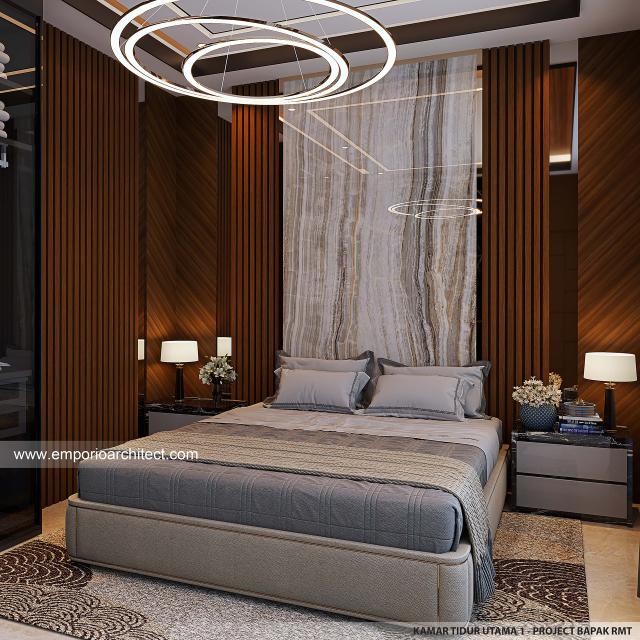 Desain Kamar Tidur Utama 1 Rumah Villa Bali 2 Lantai Bapak RMT di Pati, Jawa Tengah