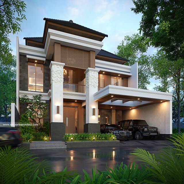 Desain Tampak Depan 2 Rumah Villa Bali 2 Lantai Bapak SGT di Jakarta Timur Desain Tampak Depan 2 Rumah Villa Bali 2 Lantai Bapak SGT di Jakarta Timur
