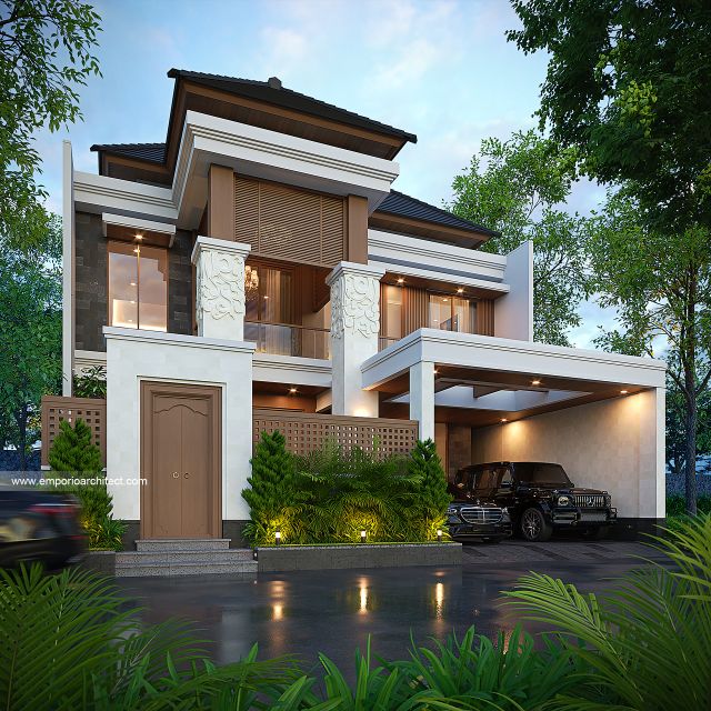 Desain Tampak Depan Dengan Pagar Rumah Villa Bali 2 Lantai Bapak SGT di Jakarta Timur Desain Tampak Depan Dengan Pagar Rumah Villa Bali 2 Lantai Bapak SGT di Jakarta Timur