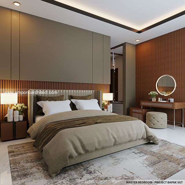 Desain Kamar Tidur Utama Rumah Villa Bali 2 Lantai Bapak SGT di Jakarta Timur Desain Kamar Tidur Utama Rumah Villa Bali 2 Lantai Bapak SGT di Jakarta Timur