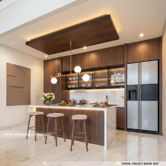 Desain Dapur Rumah Villa Bali 2 Lantai Bapak SGT di Jakarta Timur