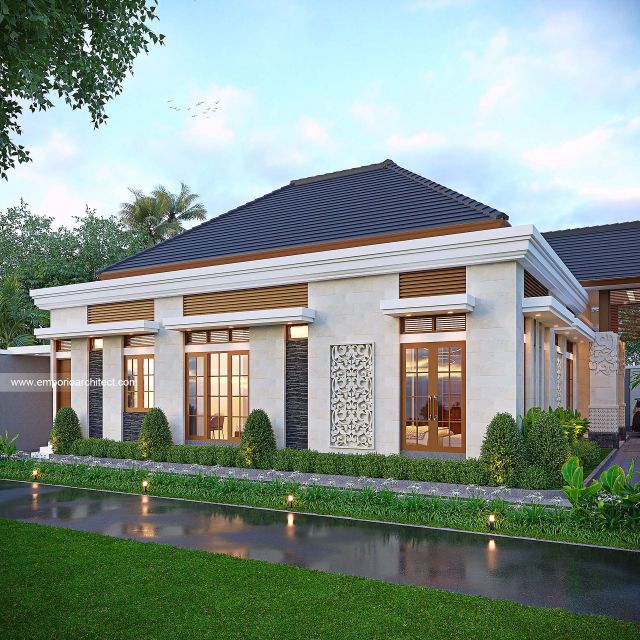 Desain Tampak Samping Rumah Villa Bali 2 Lantai Ibu CLT di Bengkulu