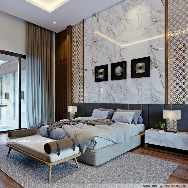 Desain Kamar Tidur 2 Rumah Villa Bali 2 Lantai Ibu UK di Bogor