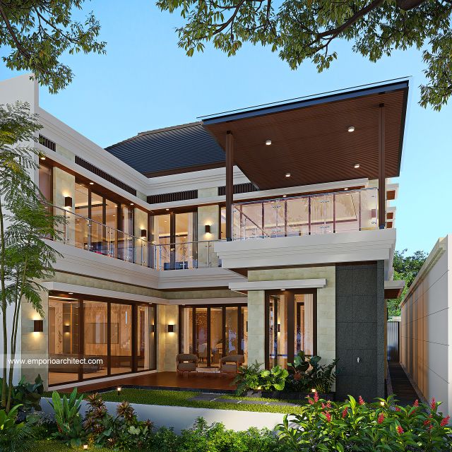 Desain Tampak Belakang Rumah Villa Bali 2 Lantai Bapak DST di Jawa Timur