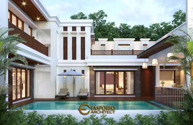 Desain Tampak Belakang Rumah Villa Bali 2 Lantai Bapak Sanjaya di Denpasar, Bali