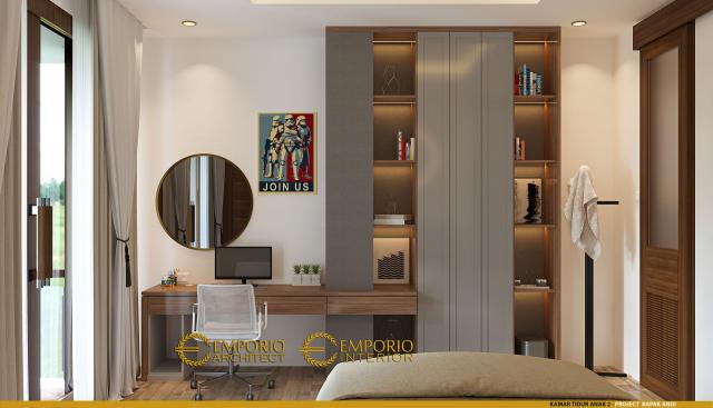 Desain Kamar Tidur Anak 2 Rumah Villa Bali 2 Lantai Bapak Andi di Bandung, Jawa Barat