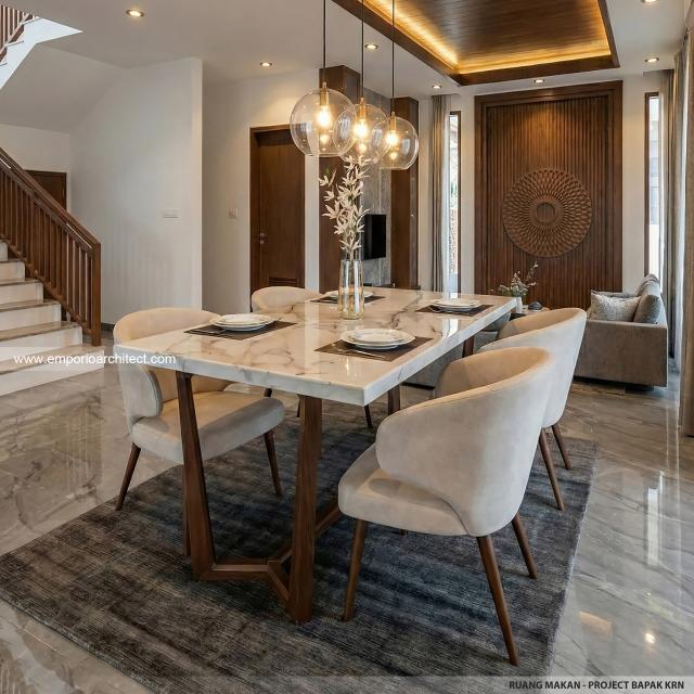 Desain Ruang Makan Rumah Villa Bali 2 Lantai Bapak KRN di Alam Sutera, Tangerang