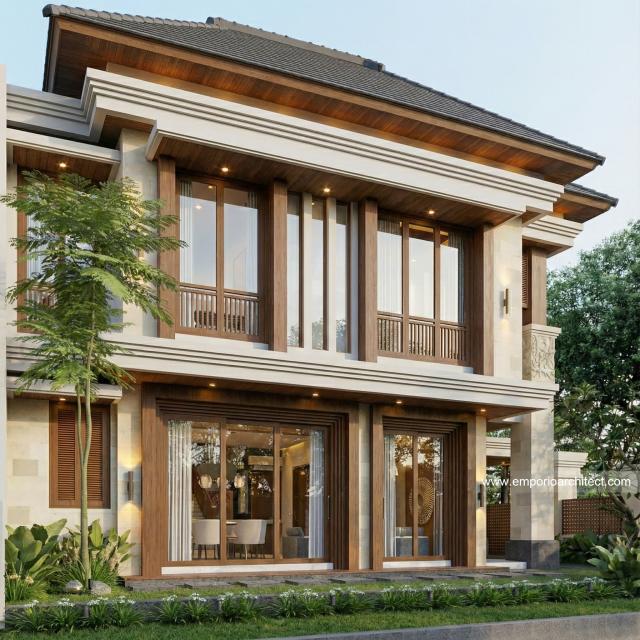 Desain Tampak Samping Rumah Villa Bali 2 Lantai Bapak KRN di Alam Sutera, Tangerang